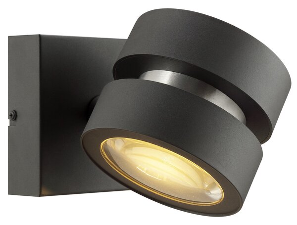 Brilliant LED стенна лампа Glow-Sphere, черна, Ø 13 cm, метал, 2-крилна., Затъмняване, Черен, Дневна/трапезария, Алуминий, Модерен