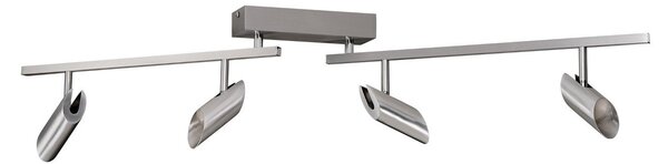 Brilliant LED таванни прожектори Risell, дължина 104 cm, цвят алуминий, Затъмняване, Металик, Дневна/трапезария, Алуминий, Модерен