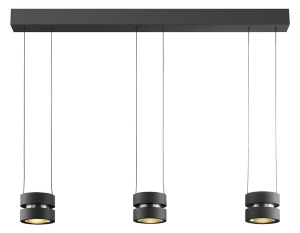 Brilliant LED висяща лампа Glow-Sphere, дължина 112 cm, черна, метал, Затъмняване, Черен, Дневна/трапезария, Алуминий, Модерен