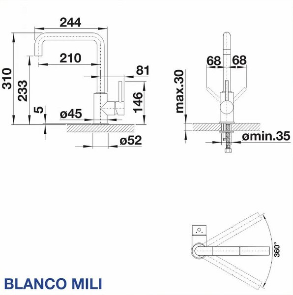 Комплект Blanco: Гранитна кухненска мивка Legra XL 6S + смесител Mili, различни цветове