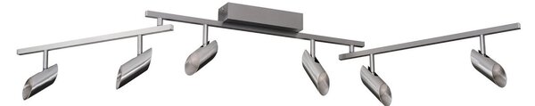 Brilliant LED таванни прожектори Risell, дължина 142 cm, цвят алуминий, Затъмняване, Металик, Дневна/трапезария, Алуминий, Модерен