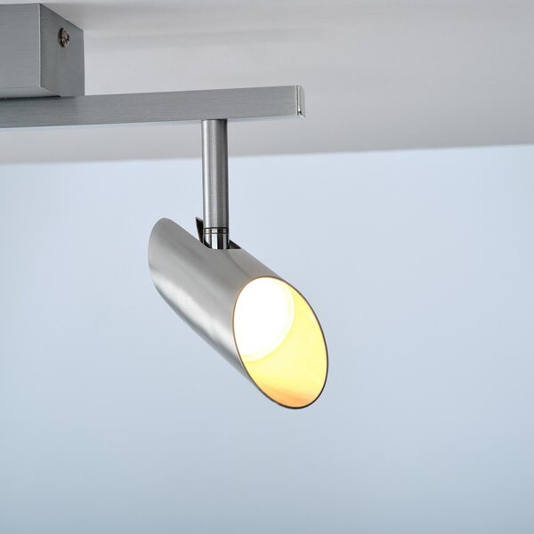 Brilliant LED таванни прожектори Risell, дължина 35 cm, цвят алуминий, Затъмняване, Металик, Дневна/трапезария, Алуминий, Модерен