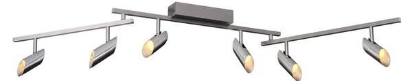 Brilliant LED таванни прожектори Risell, дължина 142 cm, цвят алуминий, Затъмняване, Металик, Дневна/трапезария, Алуминий, Модерен