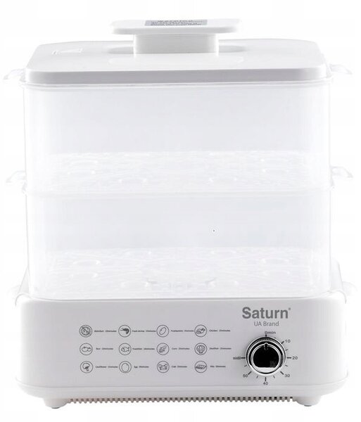 Уред за готвене на пара Saturn ST-EC1187, 1500W, 12 л, Автоматично спиране, Индикатор за ниво на водата, Бял