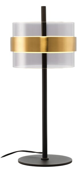 Brilliant LED настолна лампа Inside, месингов цвят/пушено сив, височина 49 cm, Затъмняване, Сив, Дневна/трапезария, Стъкло