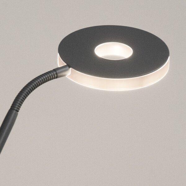FISCHER & HONSEL LED стояща лампа Dent, пясъчно сива, 180 cm, метал, CCT, 2-св., Затъмняване, Сив, Дневна/трапезария, Метал, Модерен, Светлина за четене