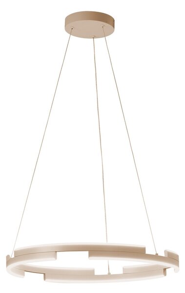 FISCHER & HONSEL LED висяща лампа Circly, пясъчен цвят, Ø 60 cm, метал, CCT, Затъмняване, Бежов, Дневна/трапезария, Метал, Модерен