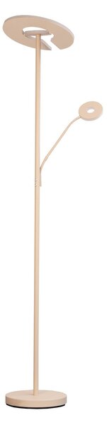 FISCHER & HONSEL LED стояща лампа Dent, пясъчен цвят, 180 cm, метал, CCT 2-flg., Затъмняване, Бежов, Дневна/трапезария, Метал, Модерен, Светлина за четене