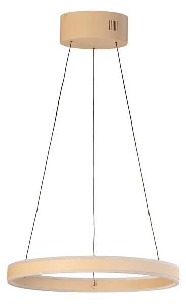FISCHER & HONSEL LED висяща лампа Silvio, Ø 50 cm, пясъчен цвят, метал, CCT,, Затъмняване, Бежов, Дневна/трапезария, Метал, Модерен