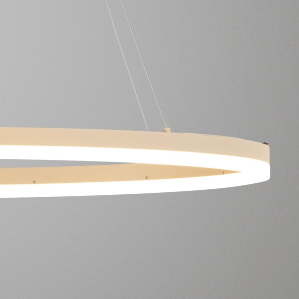 FISCHER & HONSEL LED висяща лампа Silvio, дължина 100 cm, пясъчен цвят, метал, CCT, Затъмняване, Бежов, Дневна/трапезария, Метал, Модерен