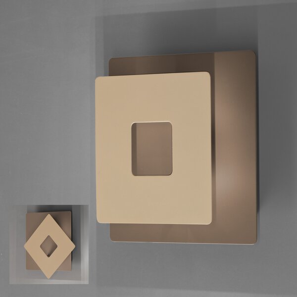 FISCHER & HONSEL LED стенна лампа Hennes, ширина 18 cm, сиво-пясъчен цвят, Бежов, Дневна/трапезария, Метал, Модерен