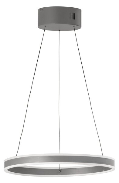 FISCHER & HONSEL LED висяща лампа Silvio, Ø 50 cm, пясъчно сива, метал, CCT,, Затъмняване, Сив, Дневна/трапезария, Метал, Модерен