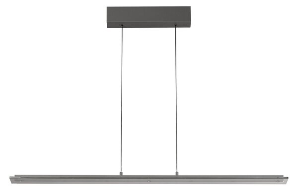 FISCHER & HONSEL LED висяща лампа Torvi, пясъчно сиво/димно сиво, дължина 115 cm, CCT, Затъмняване, Сив, Дневна/трапезария, Метал, Модерен