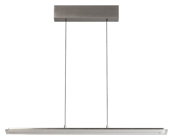 FISCHER & HONSEL LED висяща лампа Torvi, дължина 135 cm, никелово/бяло, CCT, Затъмняване, Металик, Дневна/трапезария, Метал, Модерен