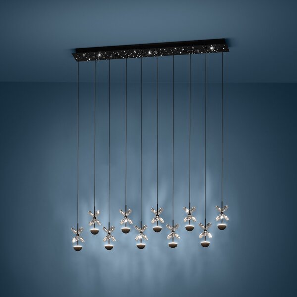 Stars of Light EGLO висяща лампа Pianopoli черна дължина 87 cm, Затъмняване, Черен, Дневна/трапезария, Метал, Дизайн