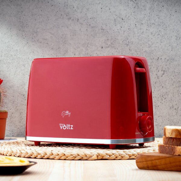 Тостер Oliver Voltz Daisy OV51440W, 700W, 2 филийки, 6 нива, Подвижна тавичка за трохи, Червен