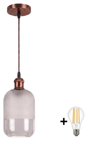 Brilagi - LED полилей на кабел RETRO GLASS 1xE27/60W/230V диаметър 14 см меден/бял
