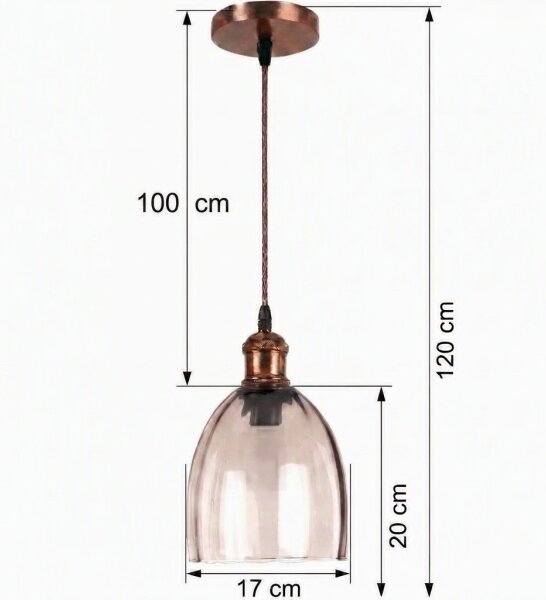 Brilagi - LED полилей на кабел R GLASS 1xE27/60W/230V Ø 17 см меден/опушен бежов