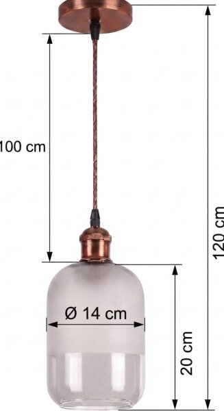 Brilagi - LED полилей на кабел RETRO GLASS 1xE27/60W/230V диаметър 14 см меден/бял