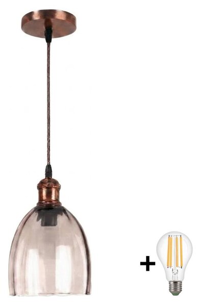Brilagi - LED полилей на кабел R GLASS 1xE27/60W/230V Ø 17 см меден/опушен бежов