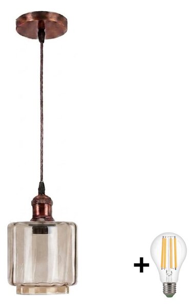 Brilagi - LED полилей на кабел R GLASS 1xE27/60W/230V Ø 14 см меден/опушен бежов