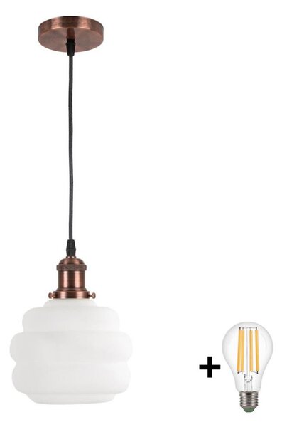 Brilagi - LED висяща лампа на кабел RETRO GLASS 1xE27/60W/230V Ø 20 см мед/бял
