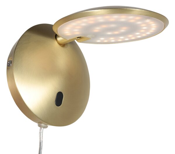 Steinhauer LED стенна лампа „Zenith 2“, в цвят на месинг, CCT, метал, щепсел, Затъмняване, Злато / месинг, Дневна/трапезария, Метал, Модерен, Кръгла стена