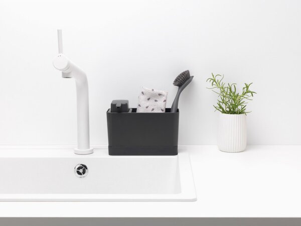 Комплект за мивка Brabantia SinkSide 1003312, 2 части, 200 мл, Неплъзгащо се дъно, Тъмносив