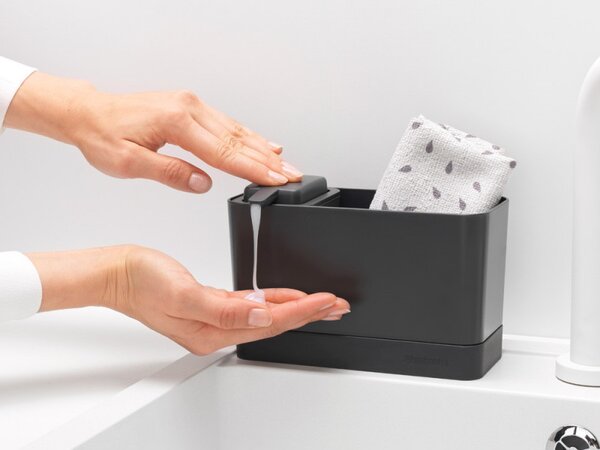 Комплект за мивка Brabantia SinkSide 1003312, 2 части, 200 мл, Неплъзгащо се дъно, Тъмносив