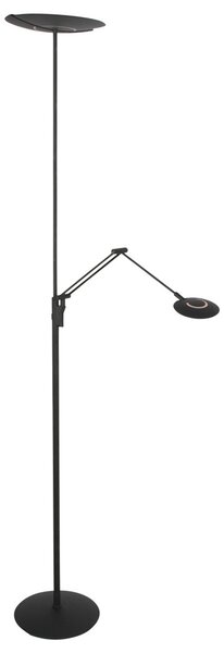 Steinhauer LED стояща лампа „Zenith 2“ в черно, за четене, дистанционно управление, Затъмняване, Черен, Дневна/трапезария, Метал, Модерен, Светлина за четене