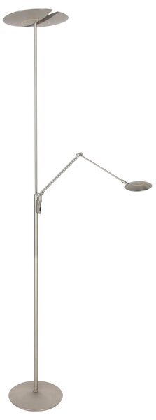 Steinhauer LED стояща лампа Zenith 2, стомана, за четене, CCT, дистанционно, Затъмняване, Металик, Дневна/трапезария, Метал, Модерен, Светлина за четене