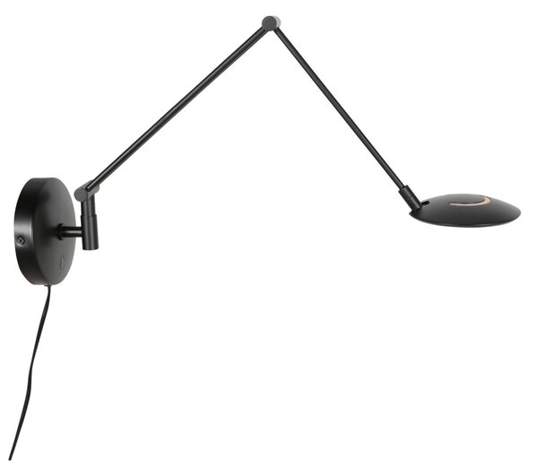 Steinhauer LED стенна лампа „Zenith 2“ с рамо, черна, CCT, метал, щепсел, Затъмняване, Черен, Дневна/трапезария, Метал, Модерен