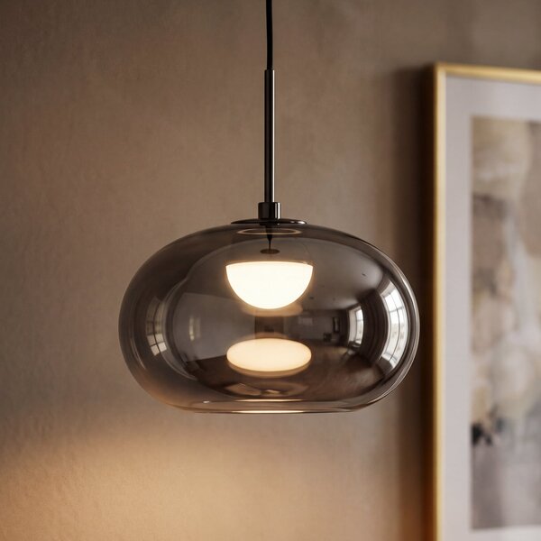 OSRAM LED висяща лампа Decor Satellite, сива, Ø 20 см, 1 лампа, CCT, Затъмняване, Сив, Дневна/трапезария, Стъкло, Модерен
