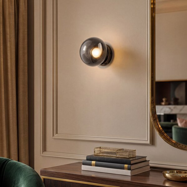 OSRAM LED стенна лампа Decor Satellite, сива, Ø 15 см, CCT, с възможност за, Затъмняване, Сив, Дневна/трапезария, Стъкло, Модерен