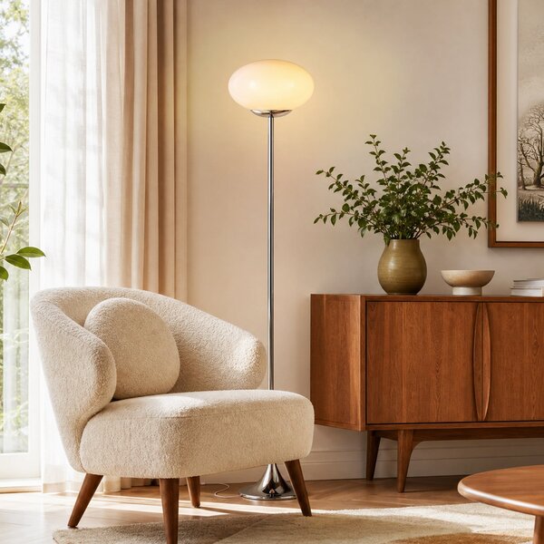 OSRAM стояща лампа Decor Forma, розово/хром, височина 149 см, стъкло, Затъмняване, Розов / Розе, Дневна/трапезария, Метал, Модерен