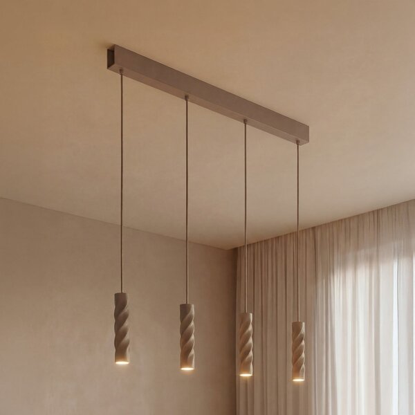 OSRAM висяща лампа Decor Twirl, бежова, дължина 86 см, с 4 лампи, Затъмняване, Бежов, Дневна/трапезария, Метал, Модерен