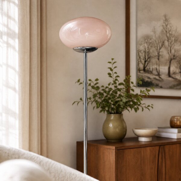 OSRAM стояща лампа Decor Forma, розово/хром, височина 149 см, стъкло, Затъмняване, Розов / Розе, Дневна/трапезария, Метал, Модерен