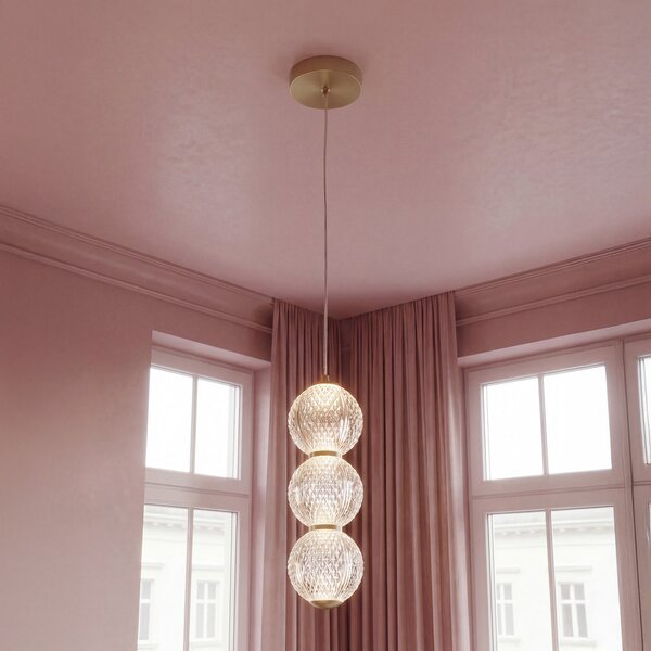 OSRAM LED висяща лампа Decor Xstal, в цвят месинг, Ø 12 см, Злато / месинг, Дневна/трапезария, Стъкло, Модерен