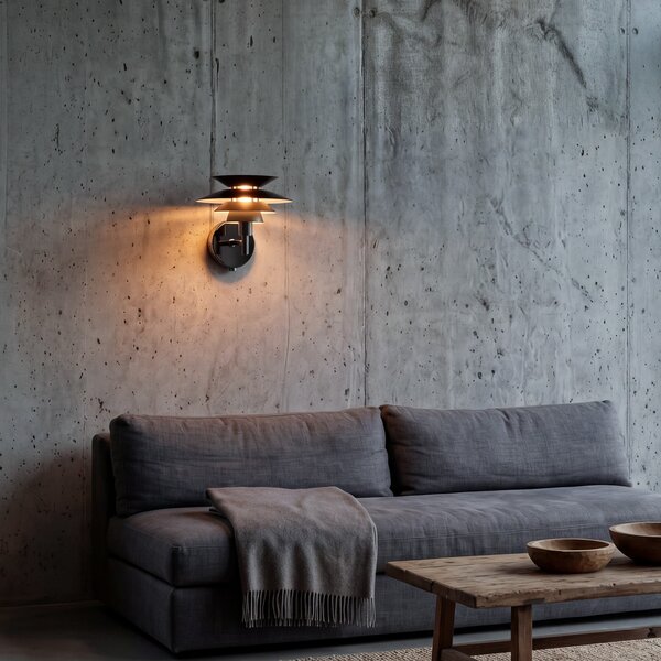 OSRAM стенна лампа Decor Element, черна, Ø 20 см, метален превключвател, Черен, Дневна/трапезария, Метал, Модерен, Стенна розетка отгоре