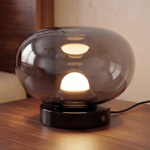OSRAM LED настолна лампа с акумулатор Decor Satellite, сива, 13 см, CCT, с, Затъмняване, Сив, Дневна/трапезария, Стъкло, Модерен
