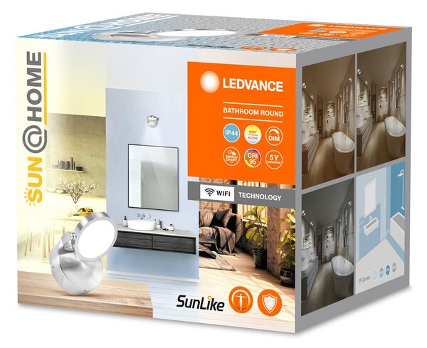 LEDVANCE SMART+ SUN@Home LED прожектор за стена в банята с 1 светлина, Затъмняване, Сив, Баня, Метал, Модерен, Кръгла стена