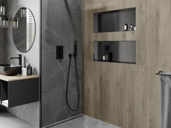 Mexen X-Wall-NR нишева полица без яка 75 x 30 см, четкано сиво - 19E1753010