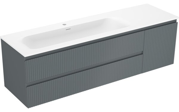 Mexen Rivel шкаф за баня 160 см с мивка Vela лява, 2S, 1D, оребрен, графит/бял мат