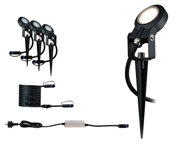 Paulmann Plug & Shine Sting 3,000K основен комплект от 3, Затъмняване, Черен, Метал, Модерен