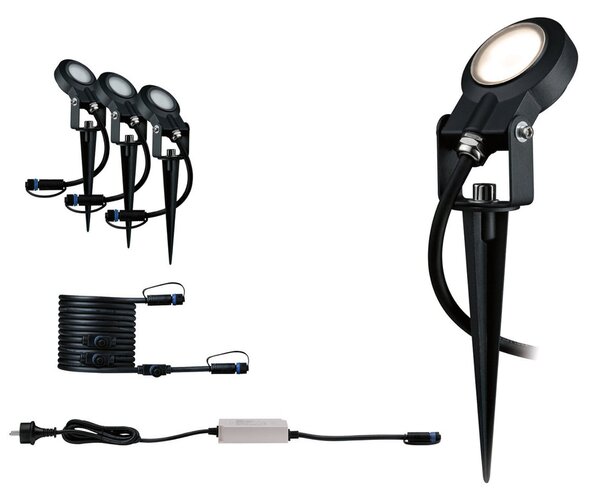 Paulmann Plug & Shine Sting 3,000K основен комплект от 3, Затъмняване, Черен, Метал, Модерен