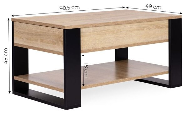 Сгъваема масичка за кафе с накланящ се плот 90 cm