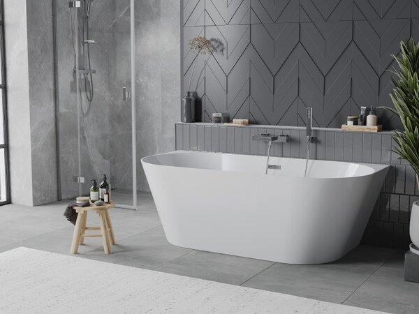 Mexen Oval Slim свободностояща вана до стената 170 x 80 см, бяла, хромиран