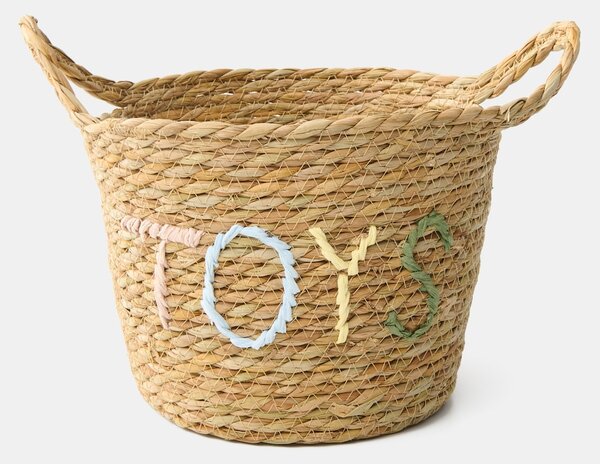 Sinsay - Плетена кошница за съхранение с надпис „Toys“ - бежово
