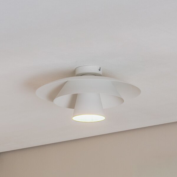 Luminex Таванна лампа Plato, бяла, метал, Ø 38 cm, E27, Затъмняване, Бял, Дневна/трапезария, Метал, Модерен