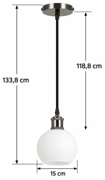 BRILAGI - LED полилей на кабел RETRO GLASS 1xE27/60W/230V Ø 15 см черен/бял